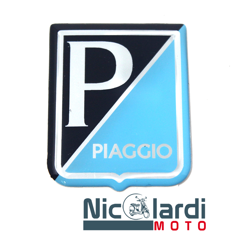 Scudetto adesivo resinato blu "Piaggio" per scudo anteriore Vespa vecchi modelli