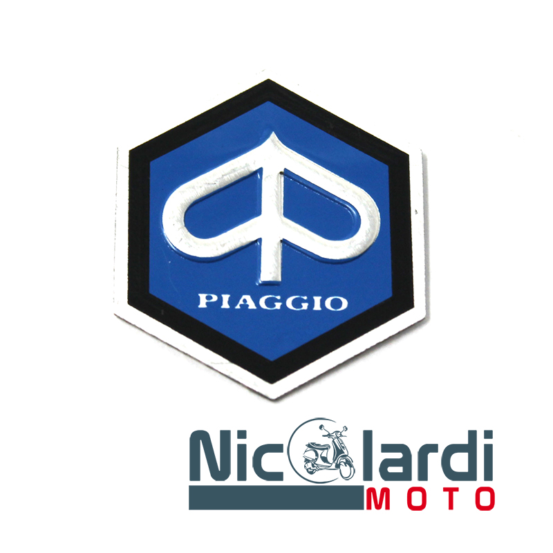 Scudetto adesivo piccolo stemma Piaggio forma esagonale 26mm